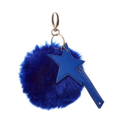 Blue pom-pom bag charm